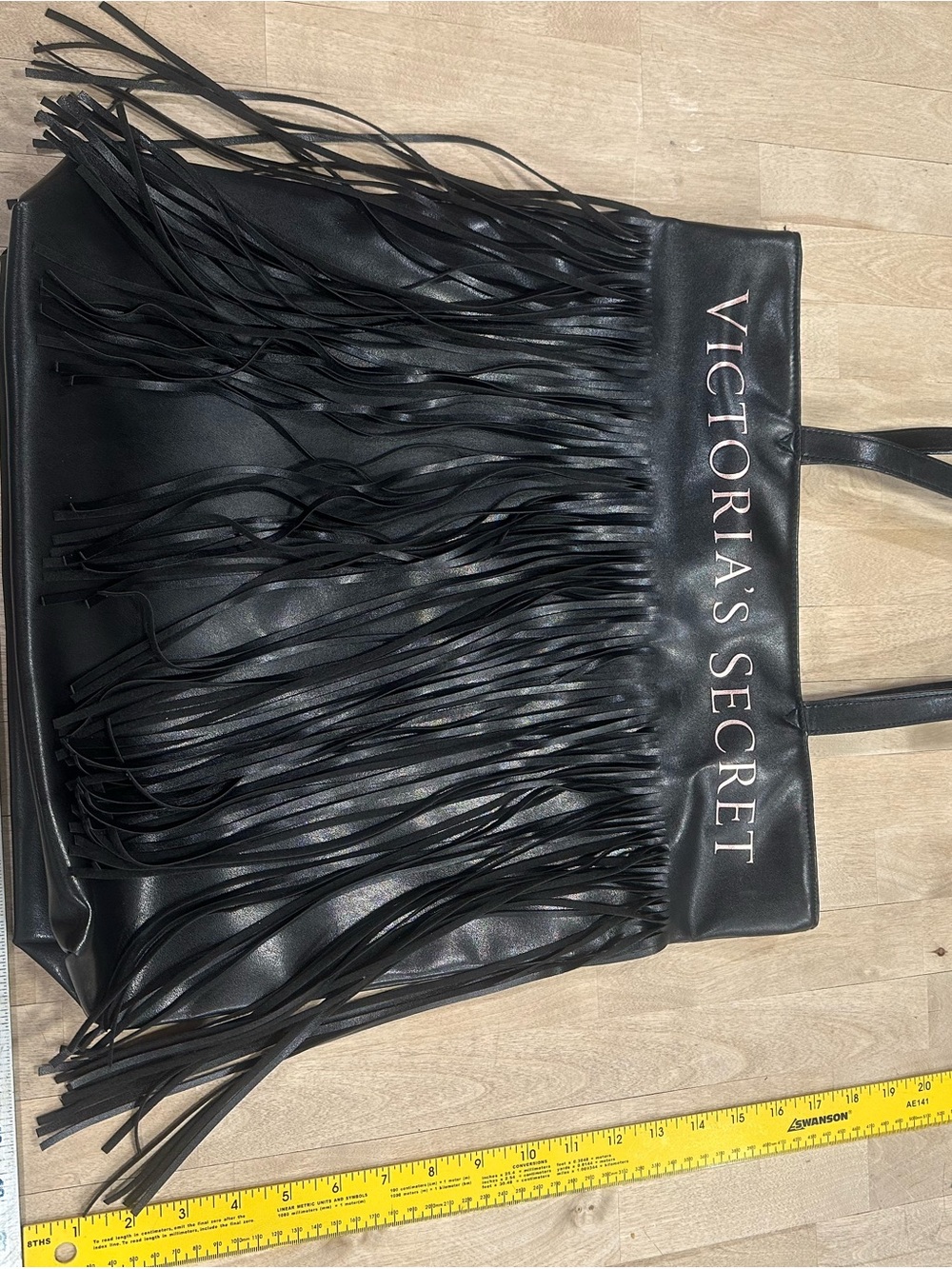 Victoria's Secret Black Fringe Logo Tote